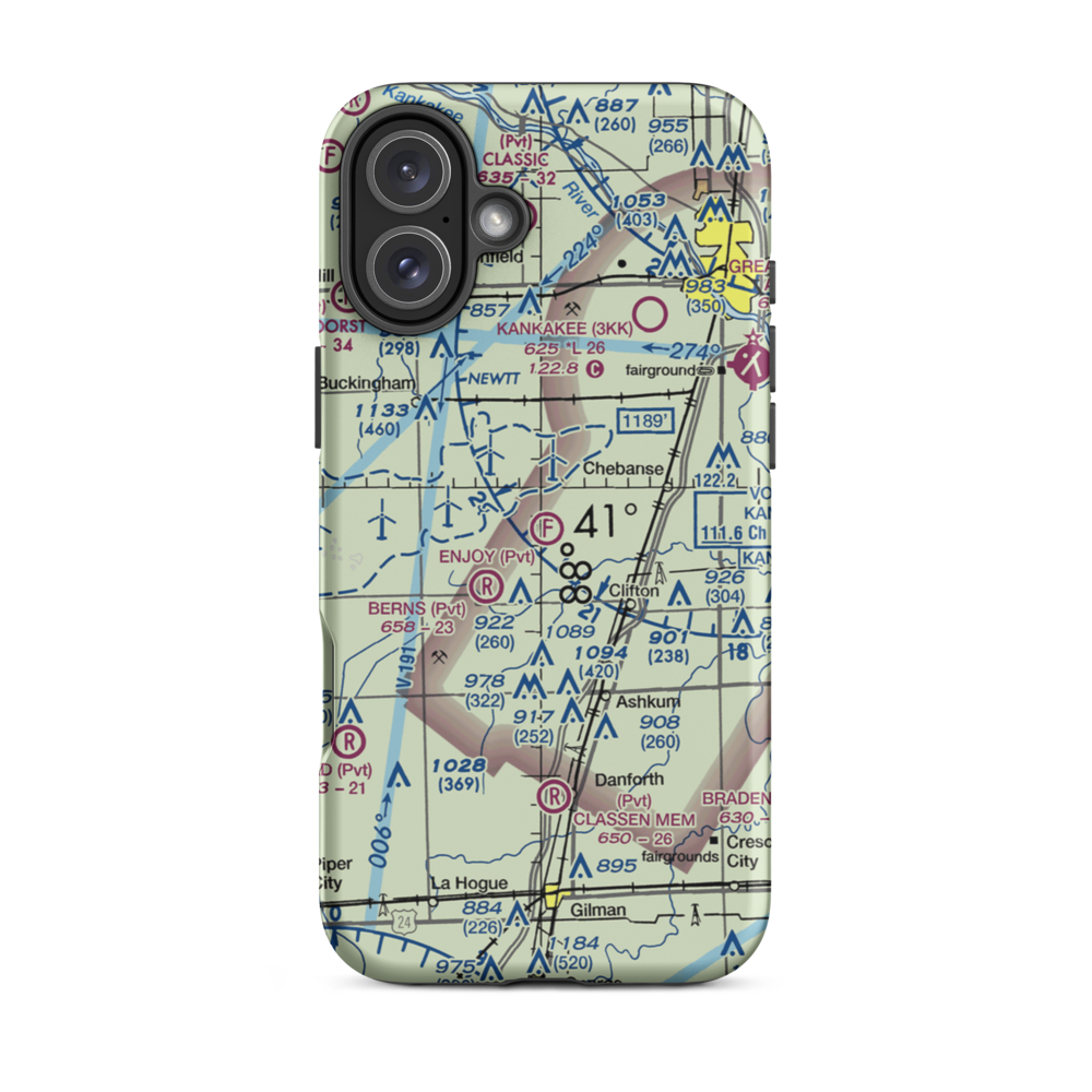 Enjoy Field (4LL4) VFR Sectional  Tough iPhone Case iPhone 16 Plus model shown