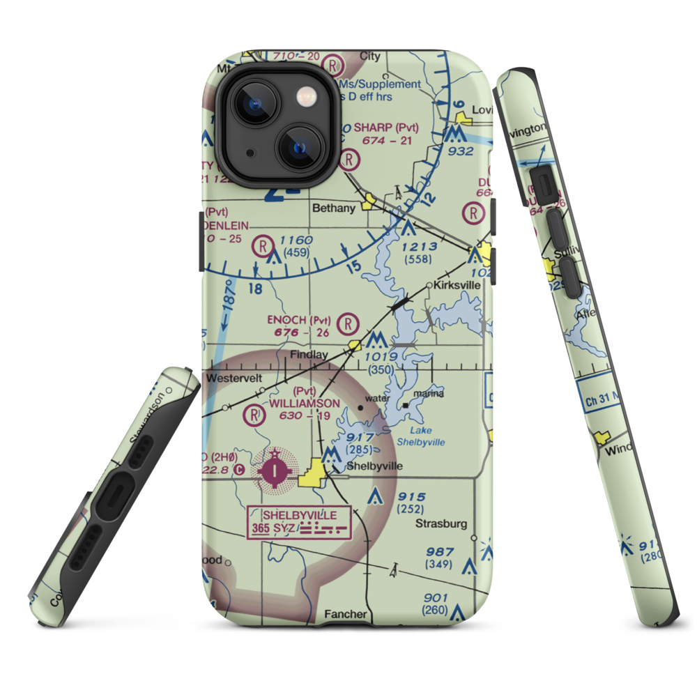 Enoch Airport (35IS) VFR Sectional  Tough iPhone Case iPhone 14 Plus model shown