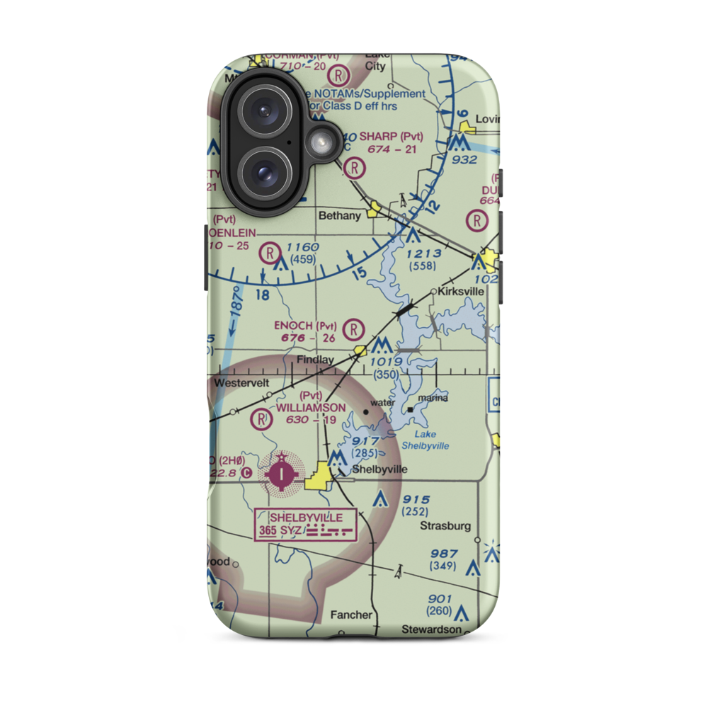 Enoch Airport (35IS) VFR Sectional  Tough iPhone Case iPhone 16 Plus model shown