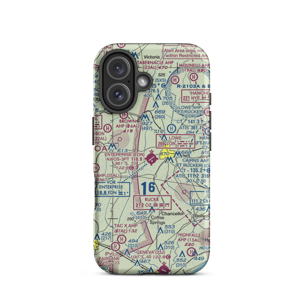 Enterprise Municipal Airport (EDN) VFR Sectional  Tough iPhone Case iPhone 16 model shown