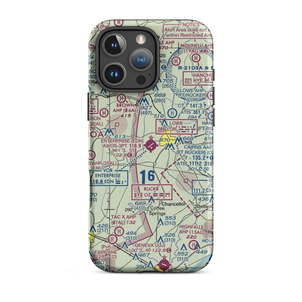 Enterprise Municipal Airport (EDN) VFR Sectional  Tough iPhone Case iPhone 16 Pro Max model shown