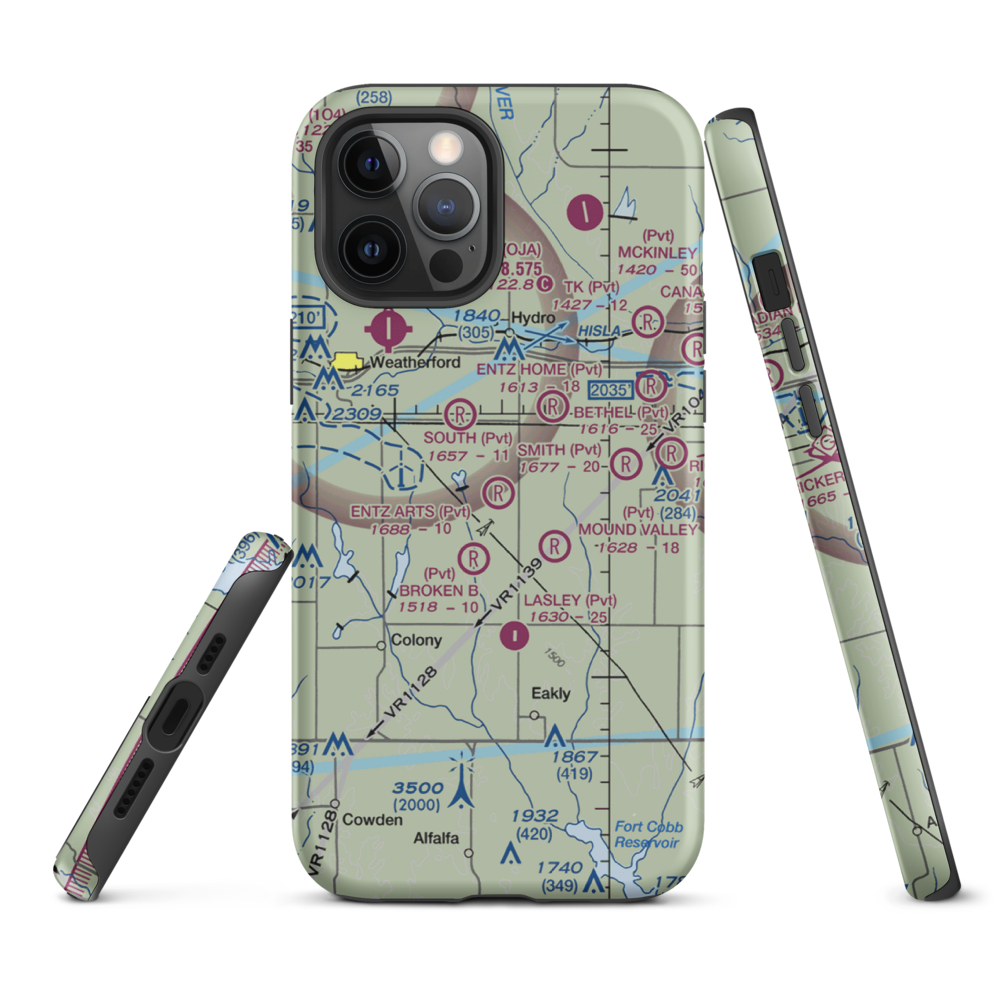 Entz Arts Airport (16OK) VFR Sectional  Tough iPhone Case iPhone 12 Pro Max model shown