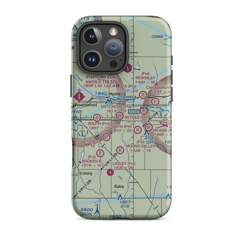 Entz Home Airport (1OK2) VFR Sectional  Tough iPhone Case iPhone 16 Pro Max model shown