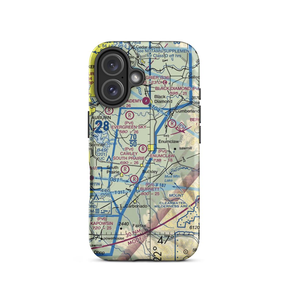 Enumclaw Airport (WA77) VFR Sectional  Tough iPhone Case iPhone 16 model shown