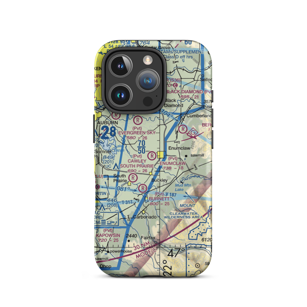 Enumclaw Airport (WA77) VFR Sectional  Tough iPhone Case iPhone 16 Pro model shown