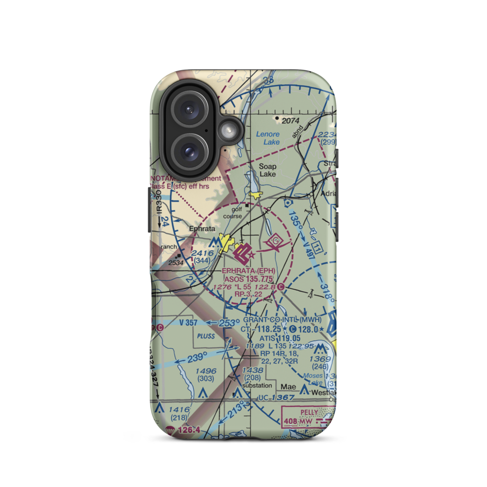 Ephrata Municipal Airport (EPH) VFR Sectional  Tough iPhone Case iPhone 16 model shown
