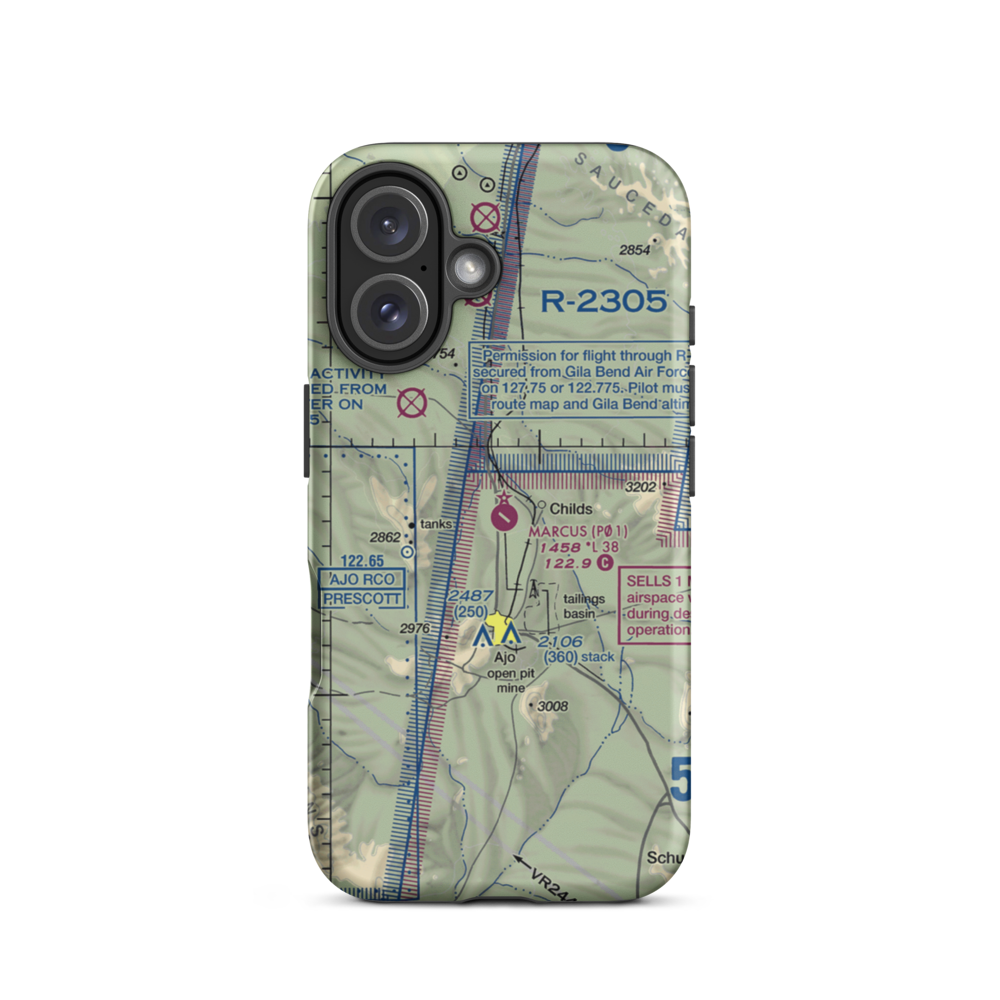 Eric Marcus Municipal Airport (P01) VFR Sectional  Tough iPhone Case iPhone 16 model shown