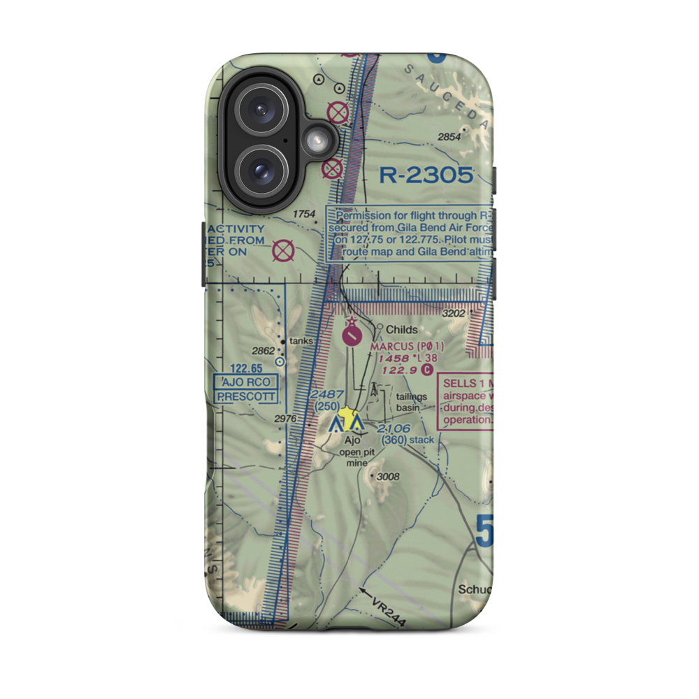 Eric Marcus Municipal Airport (P01) VFR Sectional  Tough iPhone Case iPhone 16 Plus model shown