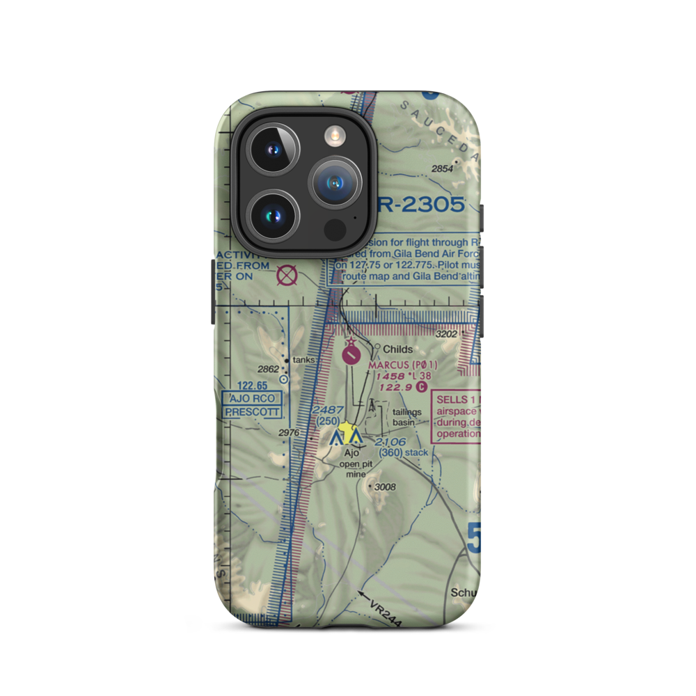 Eric Marcus Municipal Airport (P01) VFR Sectional  Tough iPhone Case iPhone 16 Pro model shown