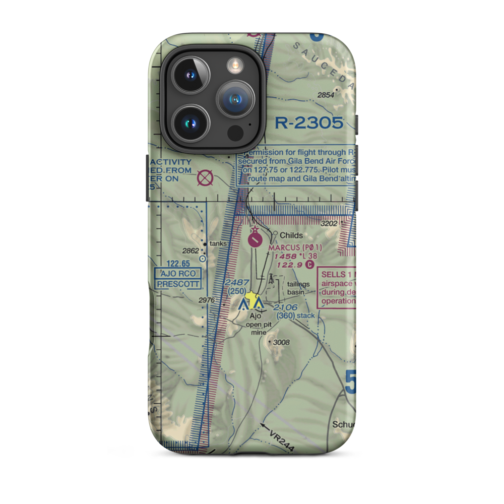 Eric Marcus Municipal Airport (P01) VFR Sectional  Tough iPhone Case iPhone 16 Pro Max model shown