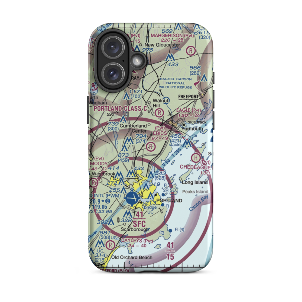 Eric's Field Airport (78ME) VFR Sectional  Tough iPhone Case iPhone 16 Plus model shown