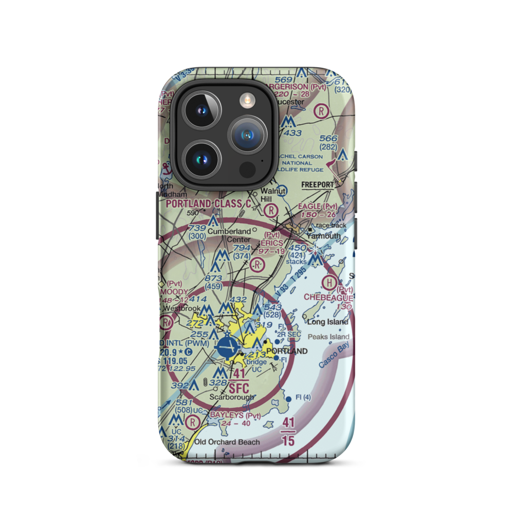 Eric's Field Airport (78ME) VFR Sectional  Tough iPhone Case iPhone 16 Pro model shown