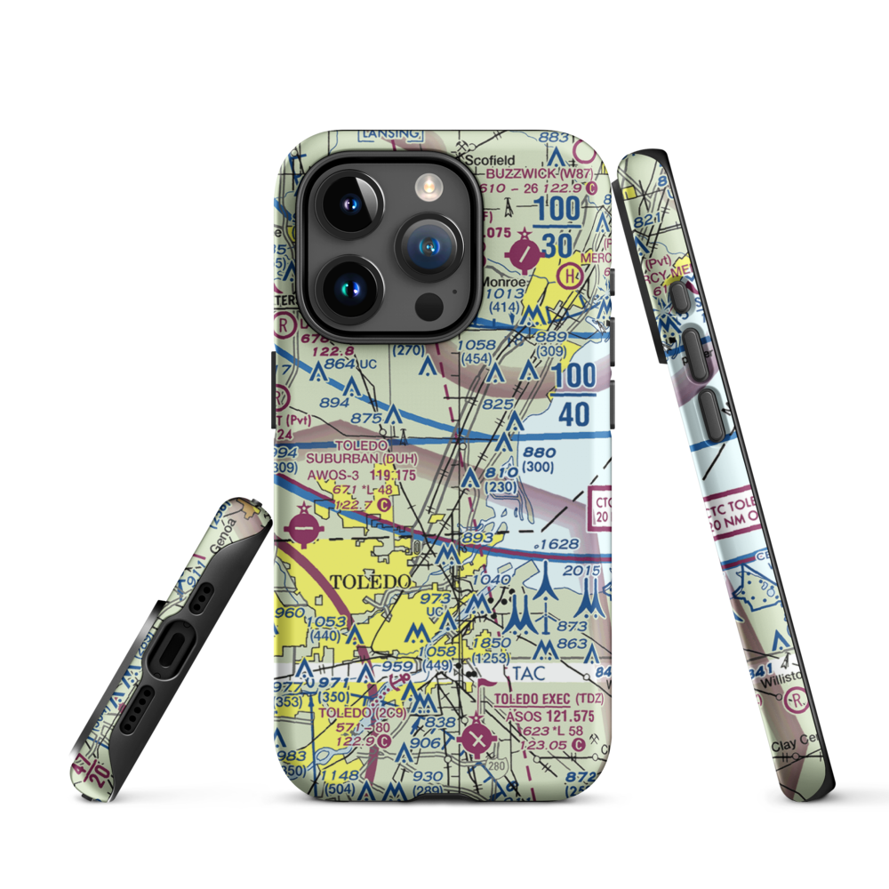 Erie Aerodrome (M84) VFR Sectional  Tough iPhone Case iPhone 15 Pro model shown