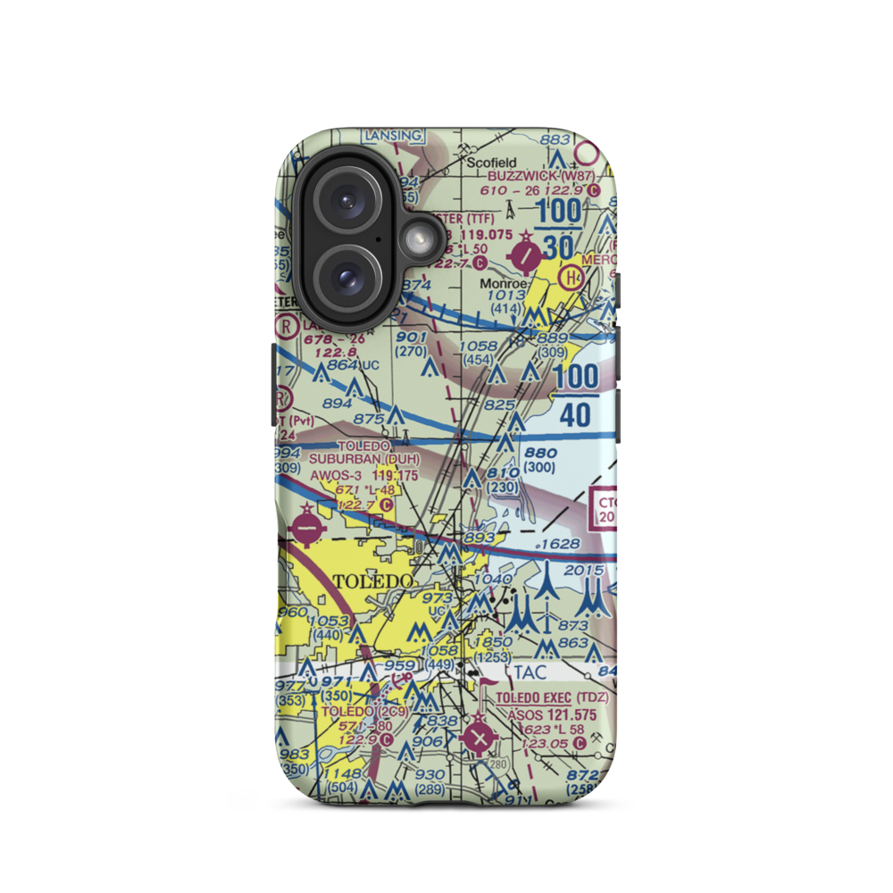 Erie Aerodrome (M84) VFR Sectional  Tough iPhone Case iPhone 16 model shown
