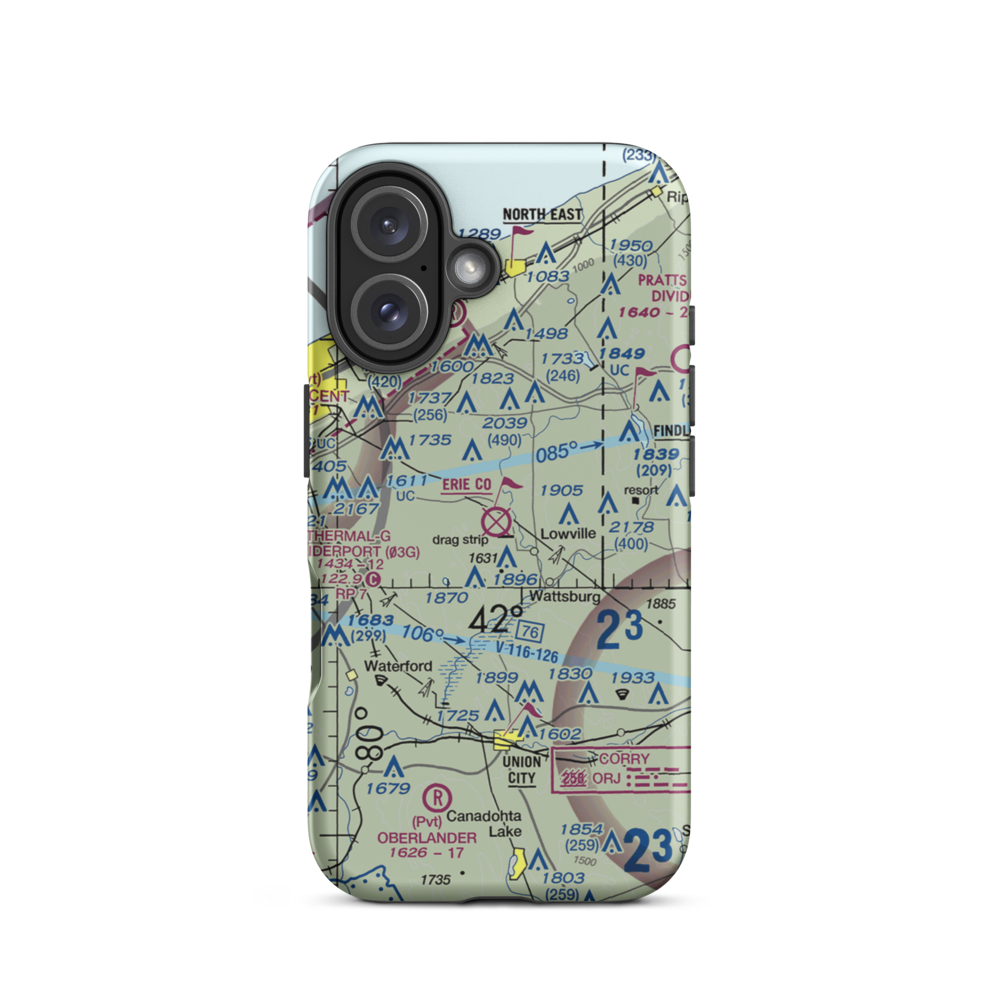 Erie County Airport (3G1) VFR Sectional  Tough iPhone Case iPhone 16 model shown