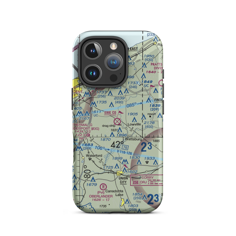 Erie County Airport (3G1) VFR Sectional  Tough iPhone Case iPhone 16 Pro model shown