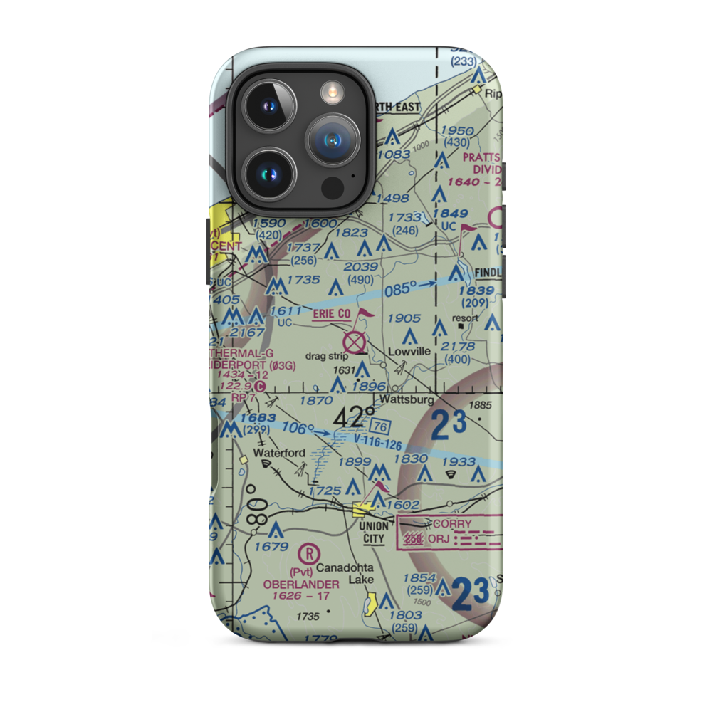 Erie County Airport (3G1) VFR Sectional  Tough iPhone Case iPhone 16 Pro Max model shown