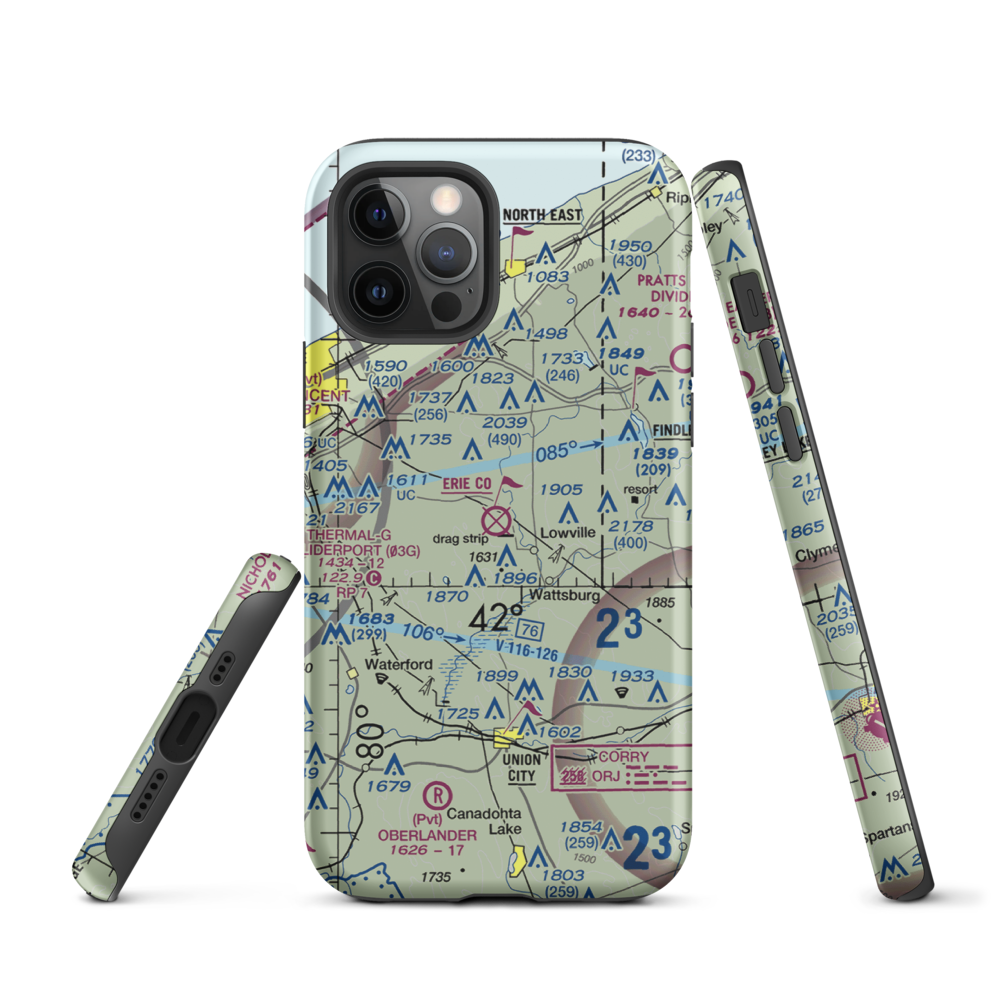 Erie County Airport (3G1) VFR Sectional  Tough iPhone Case iPhone 12 Pro model shown