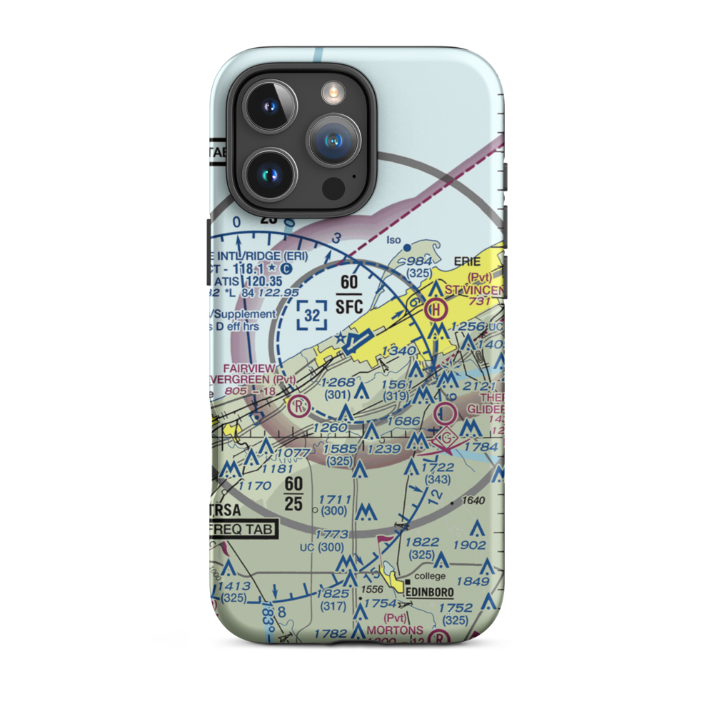 Erie International Tom Ridge Field (ERI) VFR Sectional  Tough iPhone Case iPhone 16 Pro Max model shown