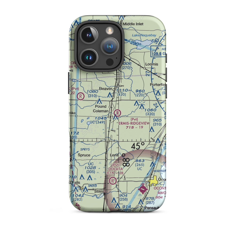 Ermis-Ridgeview Airport (5WI8) VFR Sectional  Tough iPhone Case iPhone 16 Pro Max model shown