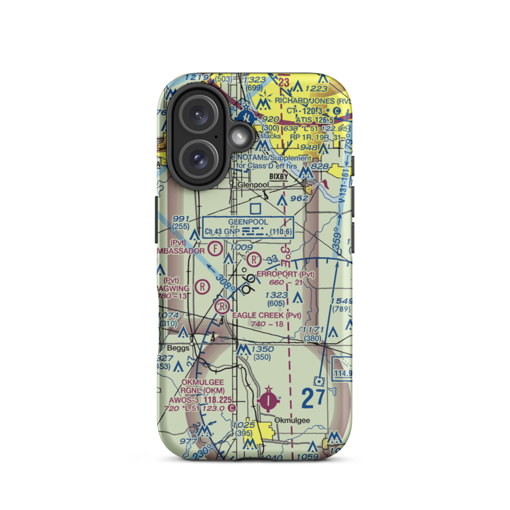 Erroport Airport (OK13) VFR Sectional  Tough iPhone Case iPhone 16 model shown