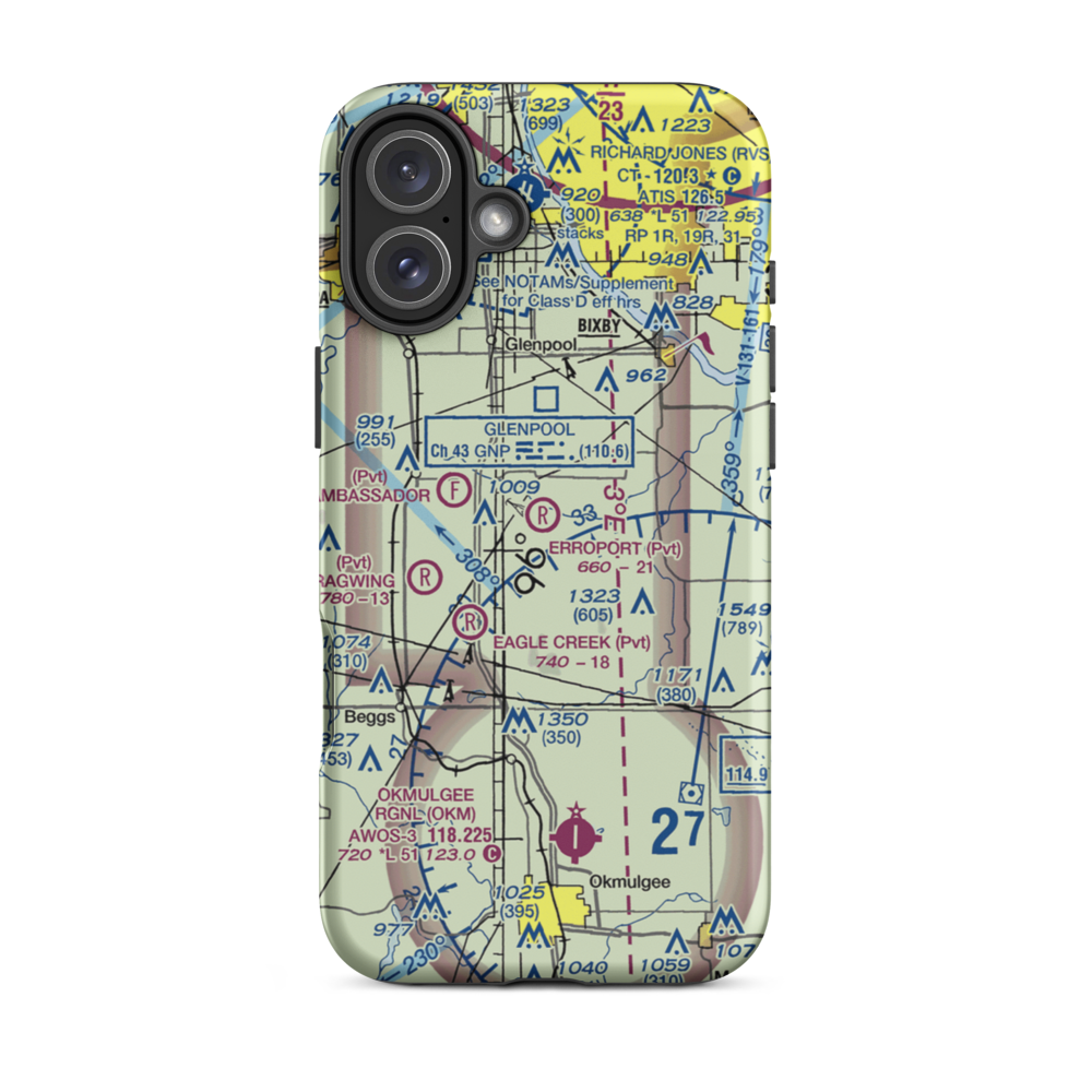 Erroport Airport (OK13) VFR Sectional  Tough iPhone Case iPhone 16 Plus model shown