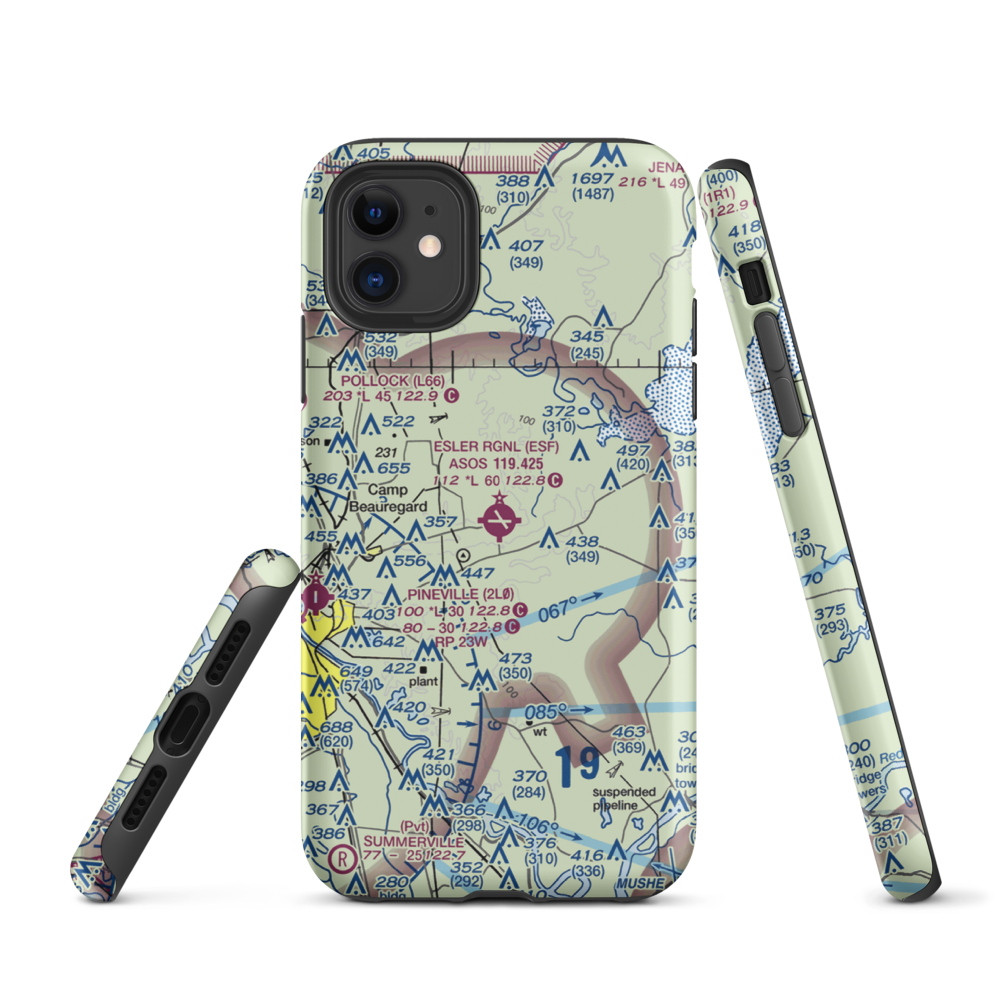 Esler Regional Airport (ESF) VFR Sectional  Tough iPhone Case iPhone 11 model shown
