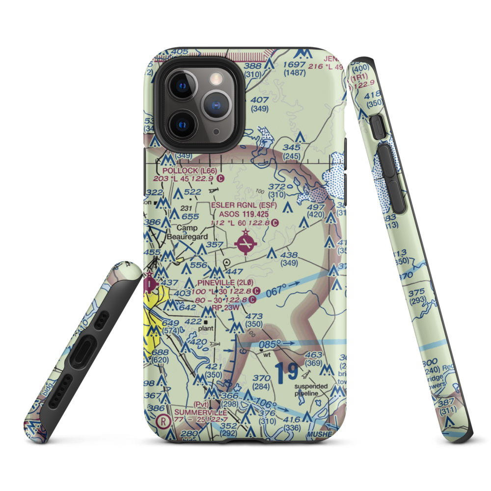 Esler Regional Airport (ESF) VFR Sectional  Tough iPhone Case iPhone 11 Pro model shown