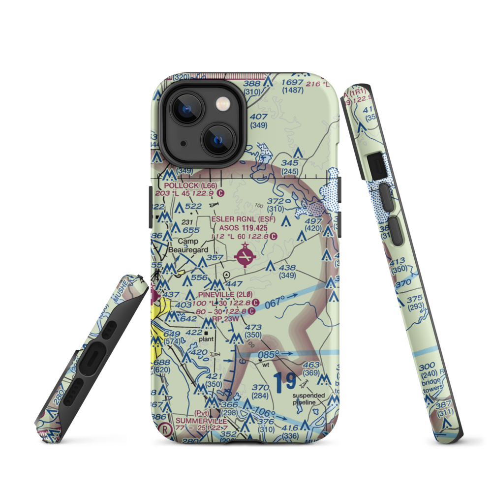 Esler Regional Airport (ESF) VFR Sectional  Tough iPhone Case iPhone 14 model shown