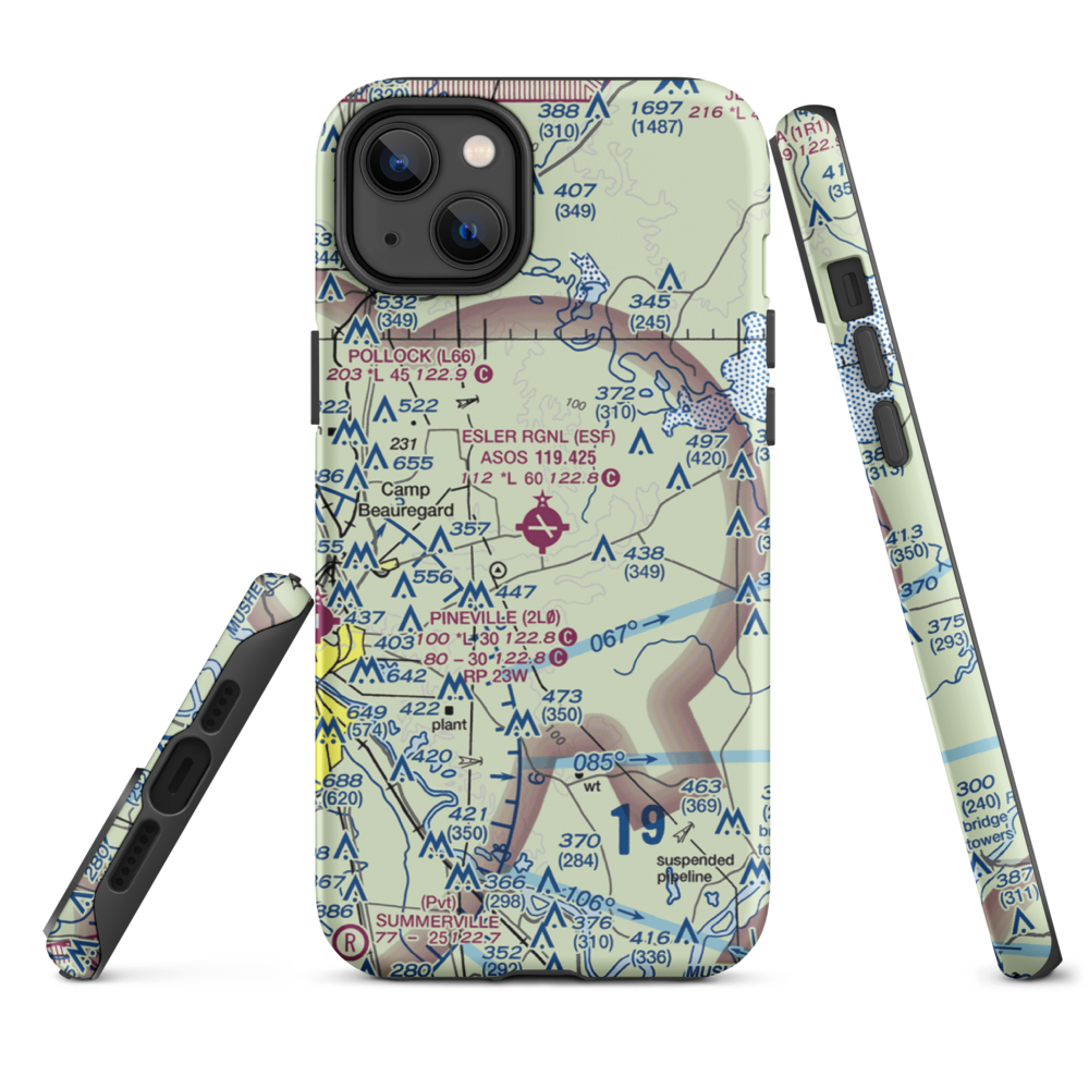 Esler Regional Airport (ESF) VFR Sectional  Tough iPhone Case iPhone 14 Plus model shown