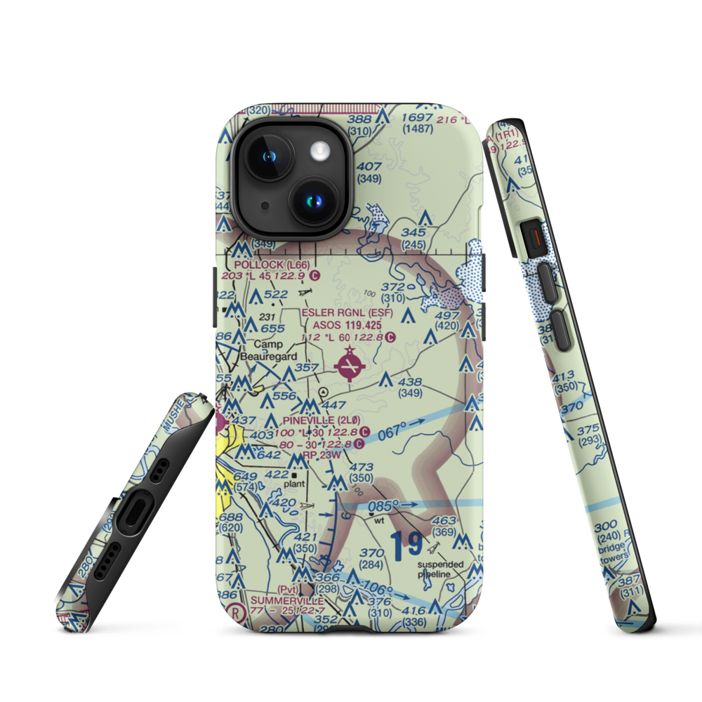 Esler Regional Airport (ESF) VFR Sectional  Tough iPhone Case iPhone 15 model shown