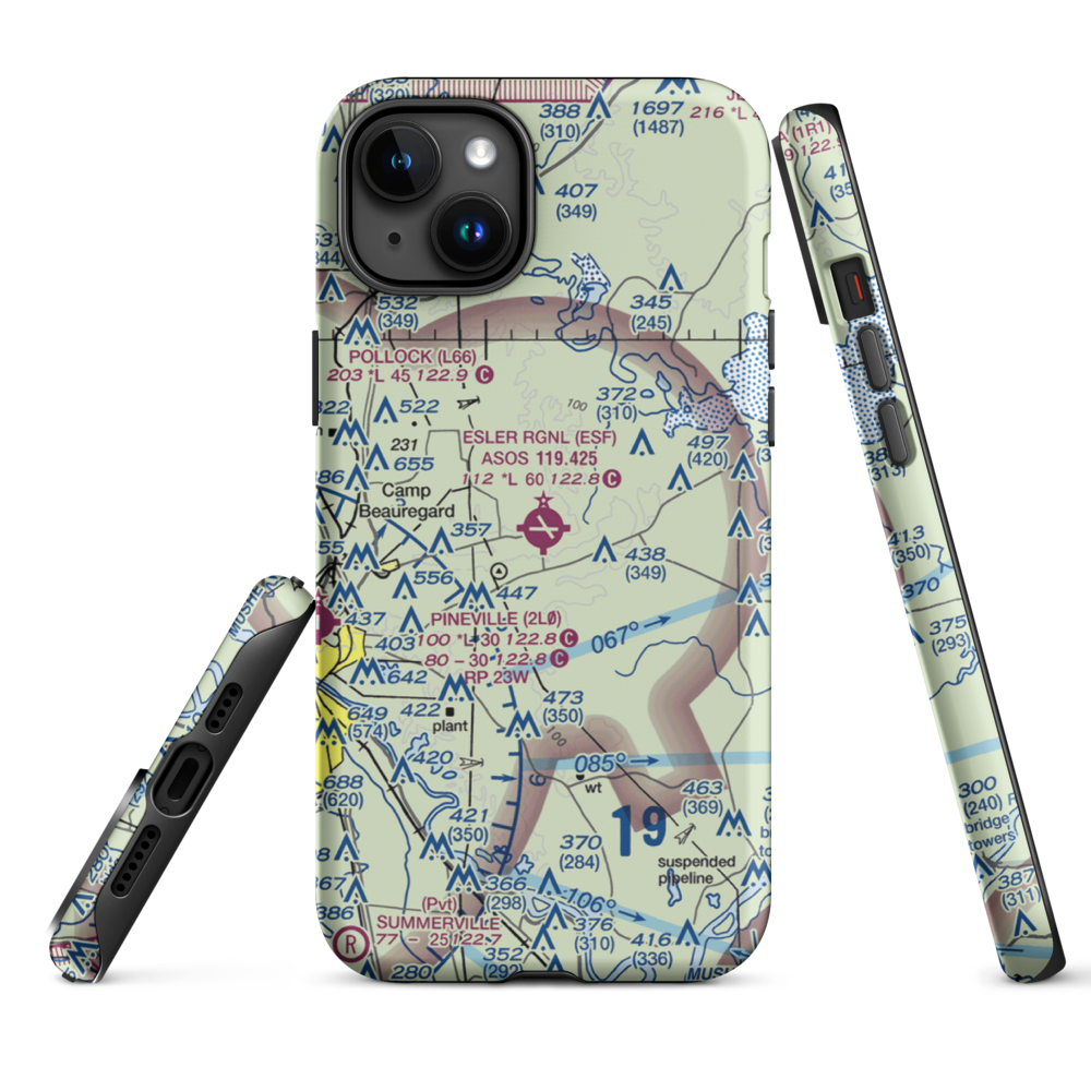 Esler Regional Airport (ESF) VFR Sectional  Tough iPhone Case iPhone 15 Plus model shown
