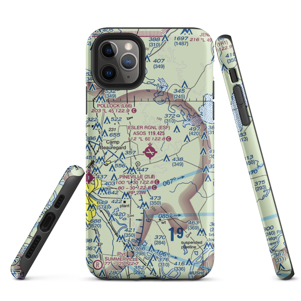 Esler Regional Airport (ESF) VFR Sectional  Tough iPhone Case iPhone 11 Pro Max model shown