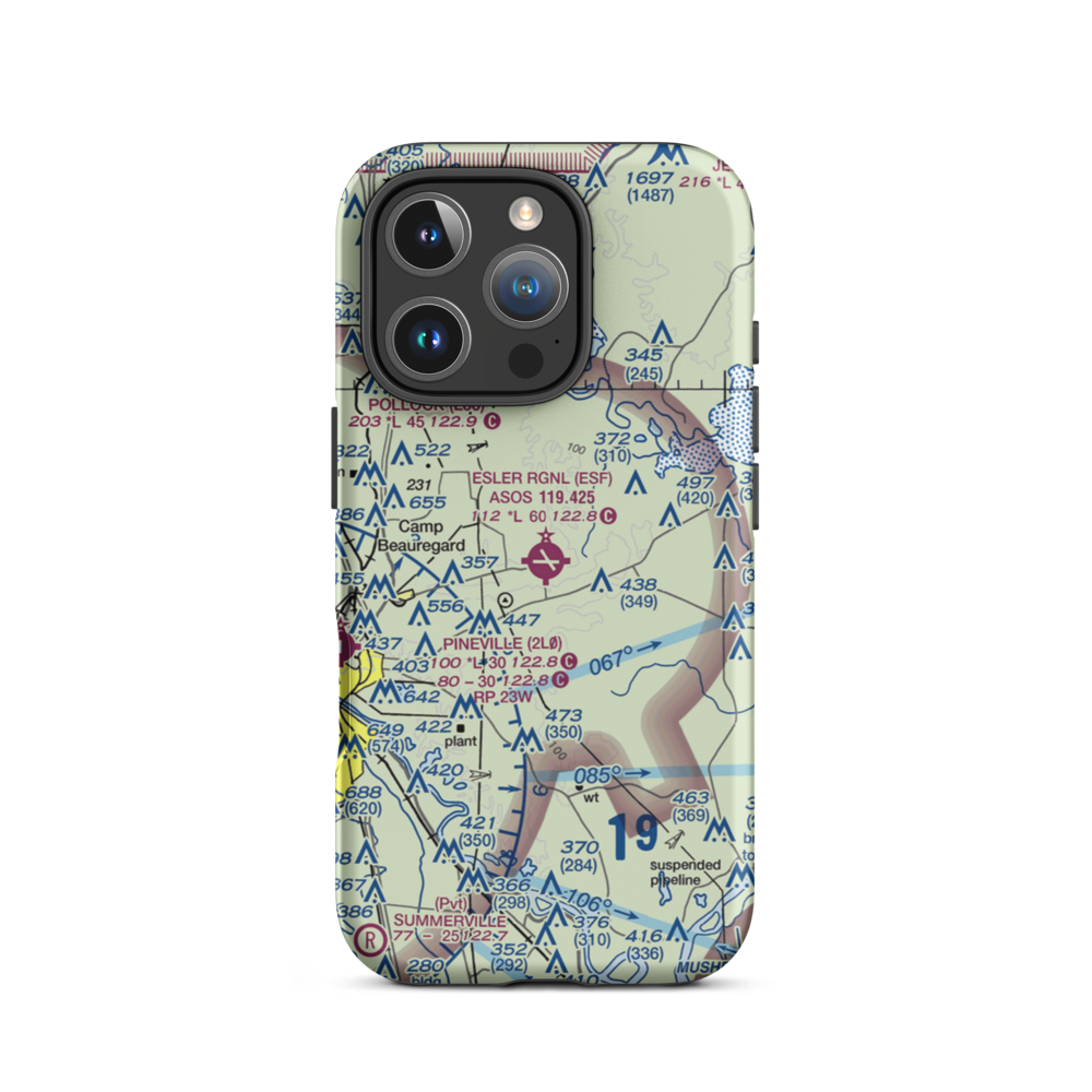 Esler Regional Airport (ESF) VFR Sectional  Tough iPhone Case iPhone 16 Pro model shown