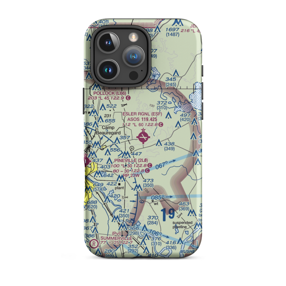 Esler Regional Airport (ESF) VFR Sectional  Tough iPhone Case iPhone 16 Pro Max model shown