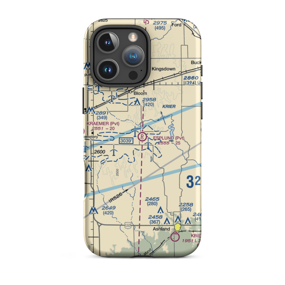 Esplund Farm Airport (75KS) VFR Sectional  Tough iPhone Case iPhone 16 Pro Max model shown