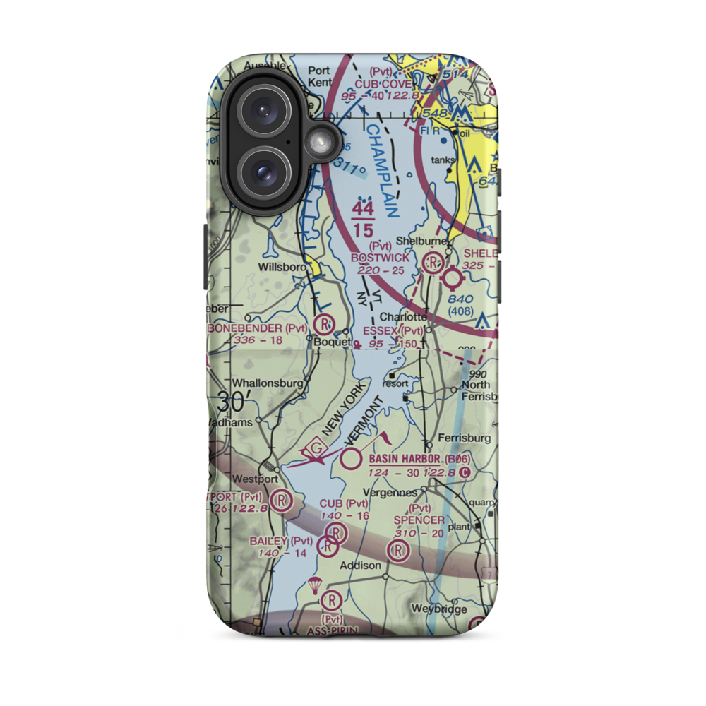 Essex Boatworks Seaplane Base (NY83) VFR Sectional  Tough iPhone Case iPhone 16 Plus model shown