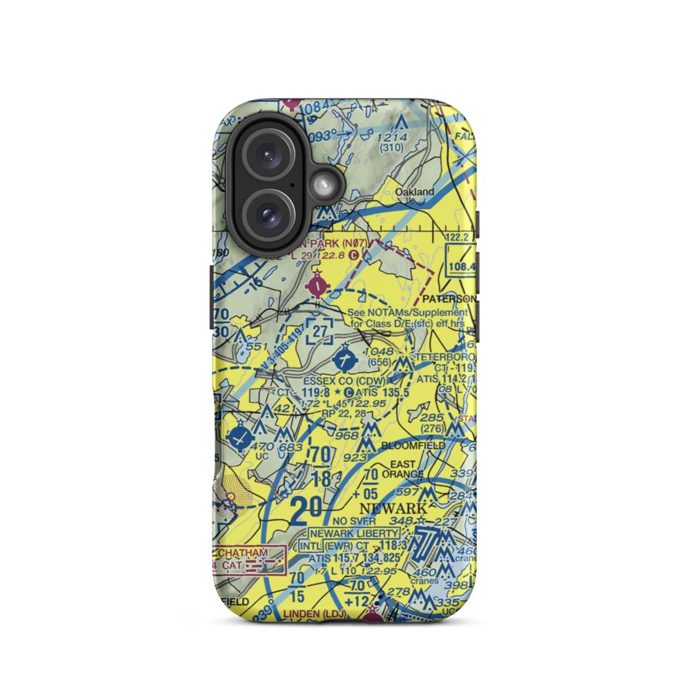 Essex County Airport (CDW) VFR Sectional  Tough iPhone Case iPhone 16 model shown