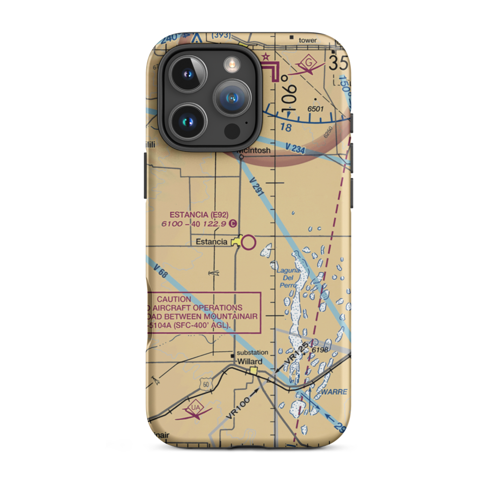 Estancia Municipal Airport (E92) VFR Sectional  Tough iPhone Case iPhone 16 Pro Max model shown
