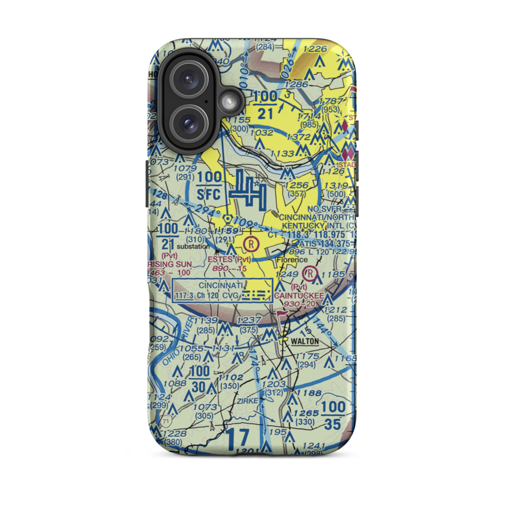 Estes Airport (67KY) VFR Sectional  Tough iPhone Case iPhone 16 Plus model shown