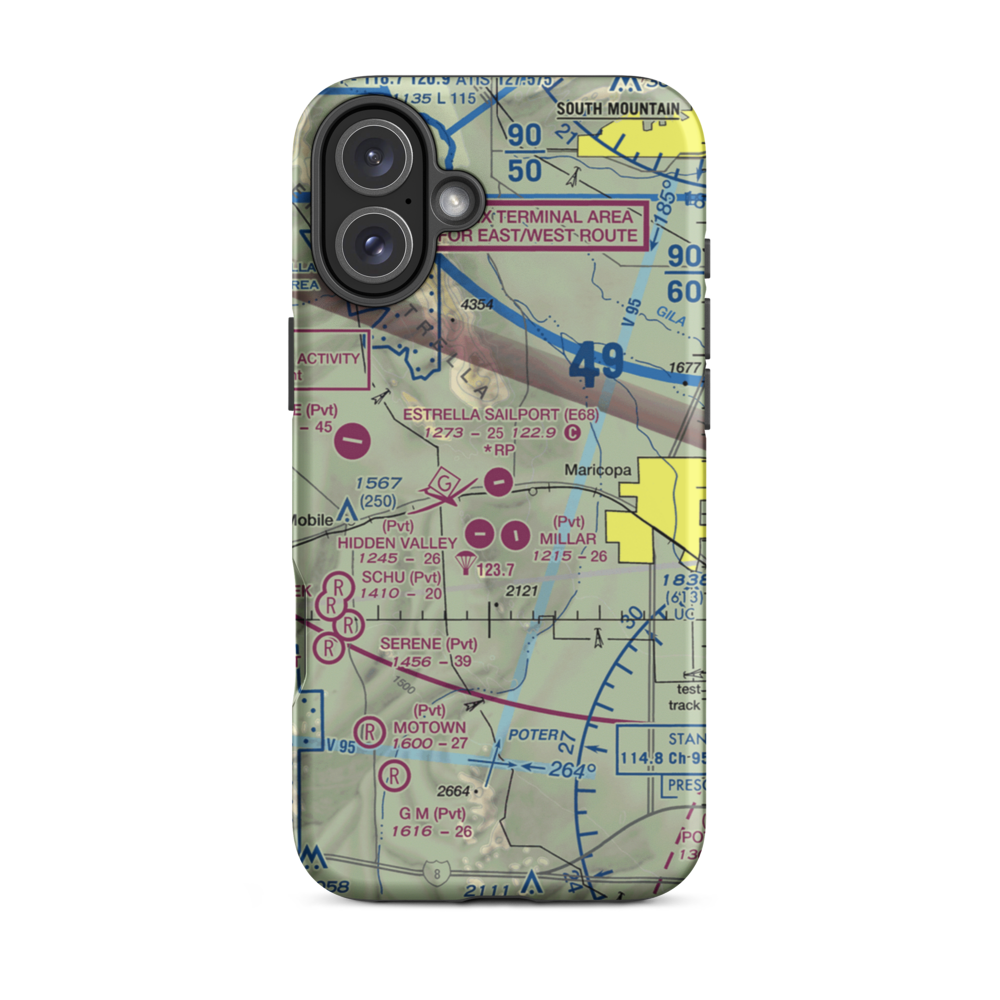 Estrella Sailport Gliderport (E68) VFR Sectional  Tough iPhone Case iPhone 16 Plus model shown