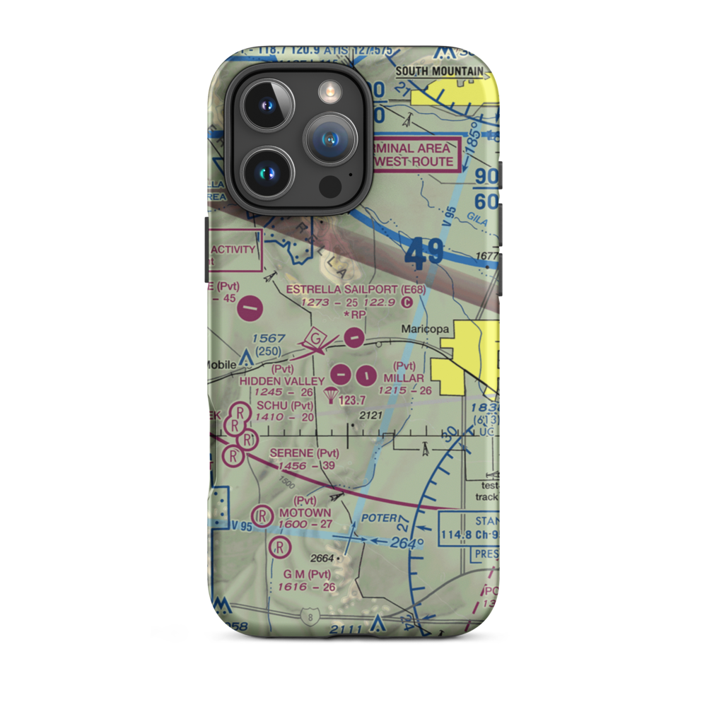 Estrella Sailport Gliderport (E68) VFR Sectional  Tough iPhone Case iPhone 16 Pro Max model shown