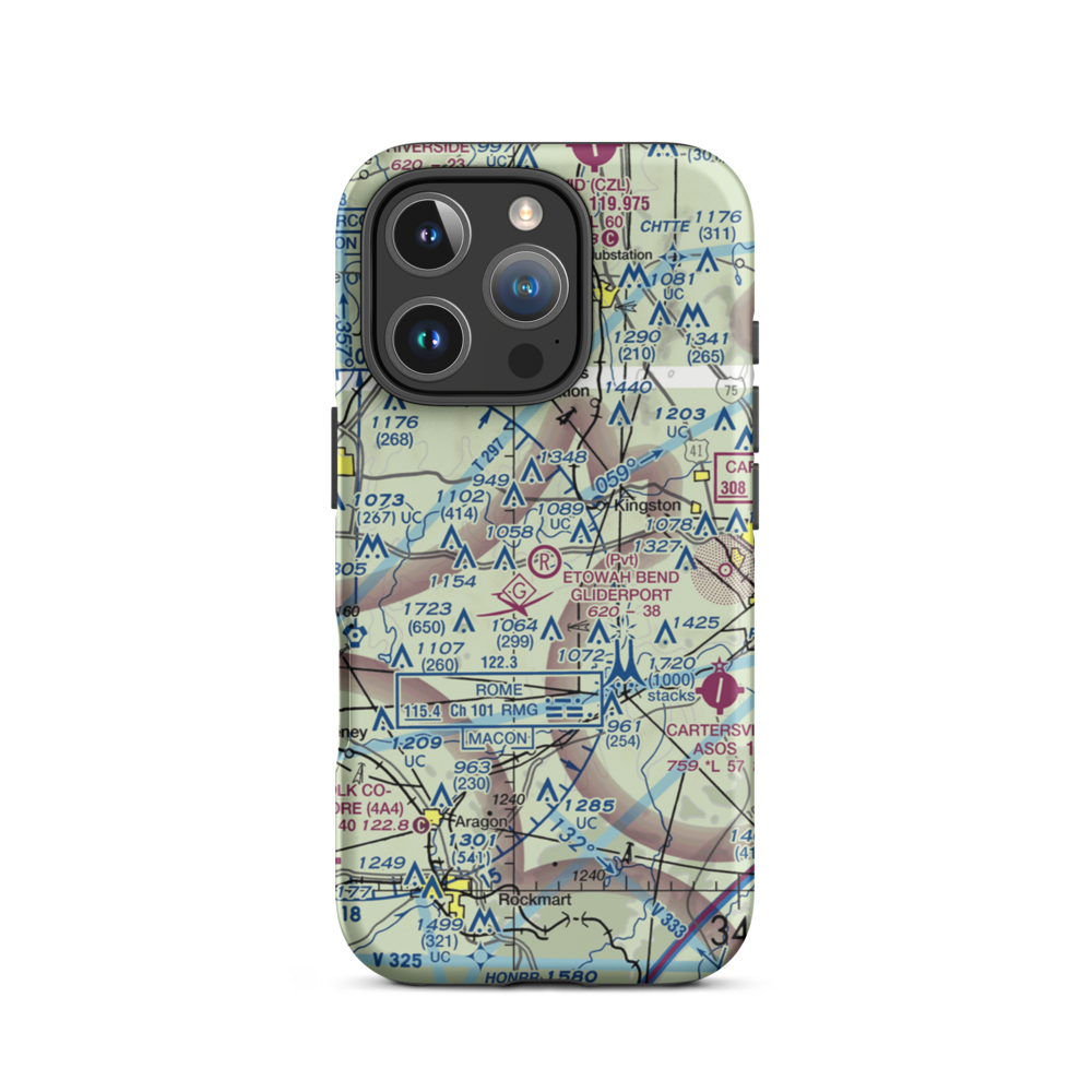 Etowah Bend Gliderport (8GA7) VFR Sectional  Tough iPhone Case iPhone 16 Pro model shown