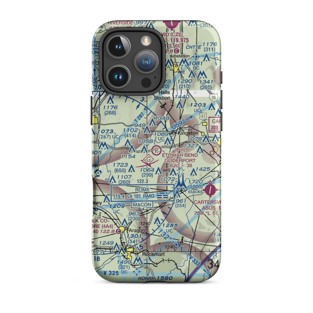 Etowah Bend Gliderport (8GA7) VFR Sectional  Tough iPhone Case iPhone 16 Pro Max model shown