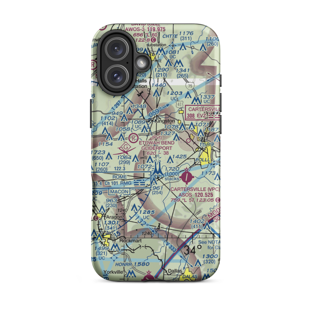 Etowah Fields Airport (02GE) VFR Sectional  Tough iPhone Case iPhone 16 Plus model shown