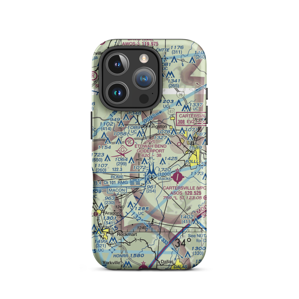 Etowah Fields Airport (02GE) VFR Sectional  Tough iPhone Case iPhone 16 Pro model shown