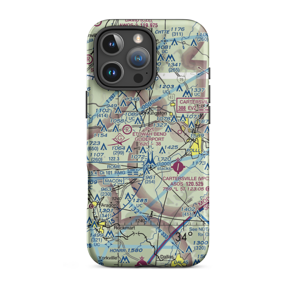 Etowah Fields Airport (02GE) VFR Sectional  Tough iPhone Case iPhone 16 Pro Max model shown