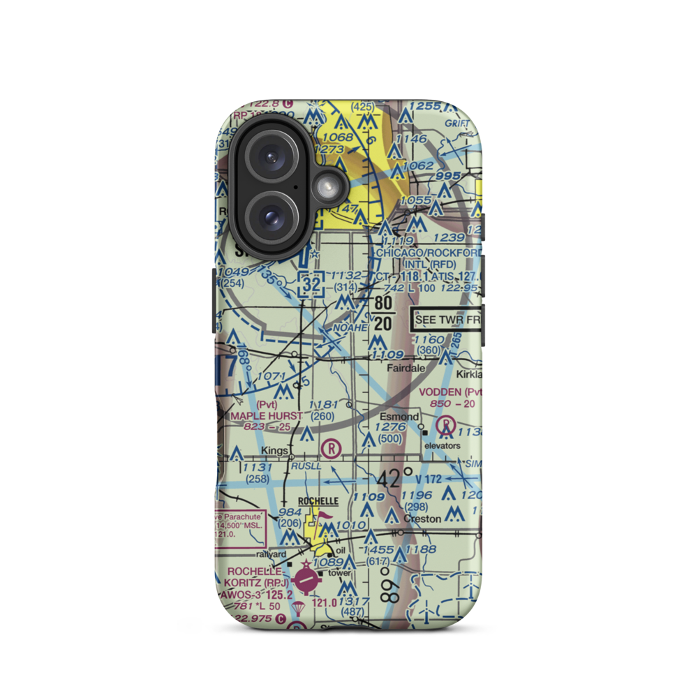 Eudy Airport (IS40) VFR Sectional  Tough iPhone Case iPhone 16 model shown