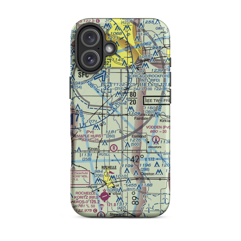 Eudy Airport (IS40) VFR Sectional  Tough iPhone Case iPhone 16 Plus model shown