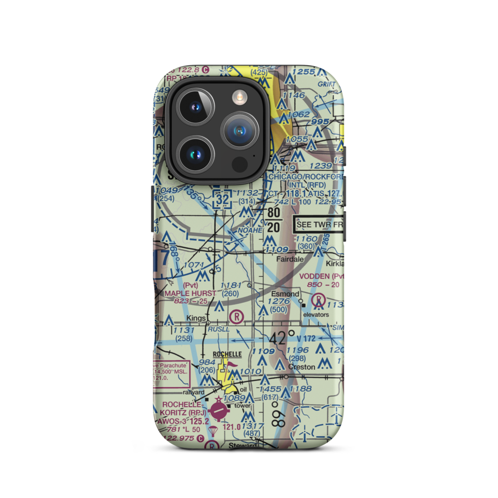 Eudy Airport (IS40) VFR Sectional  Tough iPhone Case iPhone 16 Pro model shown
